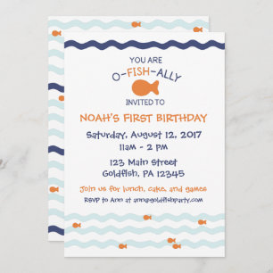 Invitation de fête d'anniversaire de poisson rouge