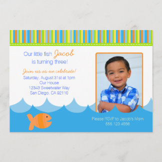 Invitation de fête d'anniversaire de poissons d'or