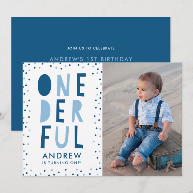Invitation de fête d'anniversaire de première anné (Devant / Derrière)