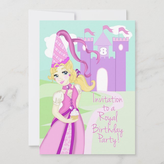 Invitation de fête d'anniversaire de princesse (Devant)