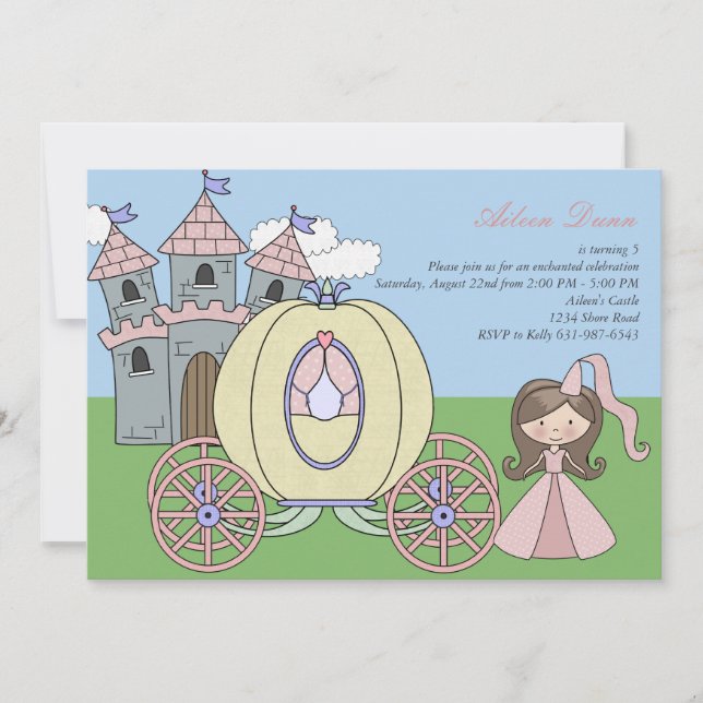Invitation de fête d'anniversaire de princesse de (Devant)