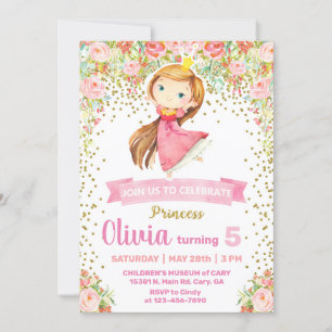 Invitation de fête d'anniversaire de princesse fil