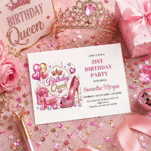 Invitation de fête d'anniversaire de reine de rose