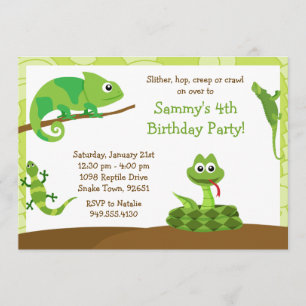 Invitation de fête d'anniversaire de reptile
