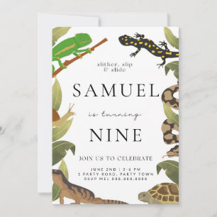 Invitation de fête d'anniversaire de reptile