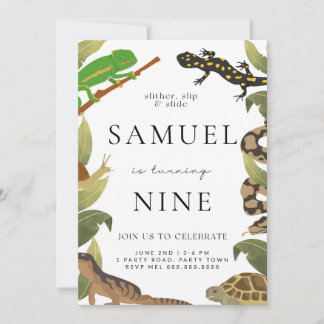 Invitation de fête d'anniversaire de reptile