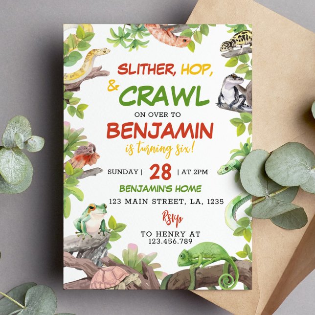 Invitation de fête d'anniversaire de reptile (Créateur téléchargé)