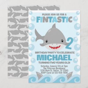 Invitation de fête d'anniversaire de requin Invita