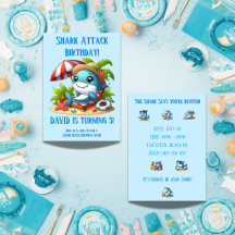 Invitation de fête d'anniversaire de requin modifi