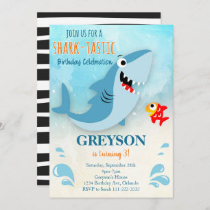 Invitation de fête d'anniversaire de requin Tastic