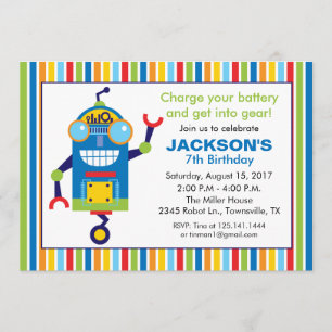 Invitation de fête d'anniversaire de robot