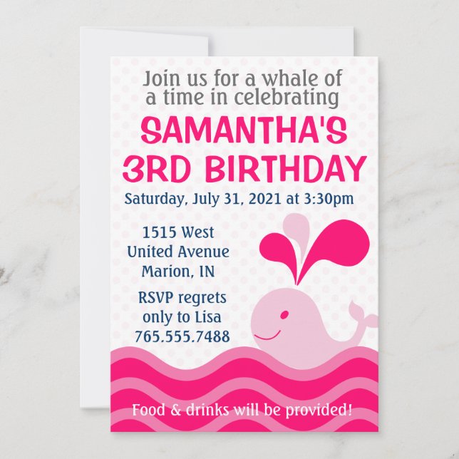 Invitation de fête d'anniversaire de rose de la (Devant)