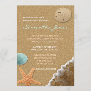Invitation de fête d'anniversaire de Sand and Shel