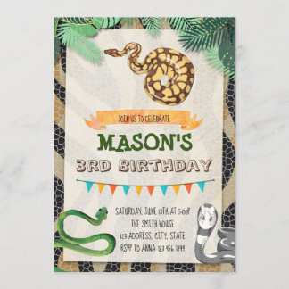 Invitation de fête d'anniversaire de serpents