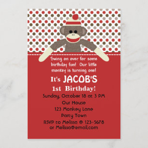 Invitation de fête d'anniversaire de singe de