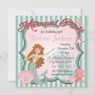 Invitation de fête d'anniversaire de sirène