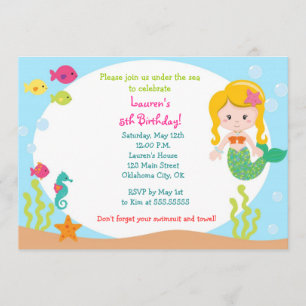 Invitation de fête d'anniversaire de sirène