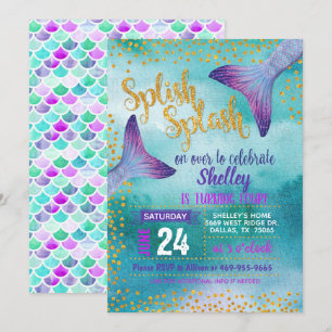 Invitation de fête d'anniversaire de sirène