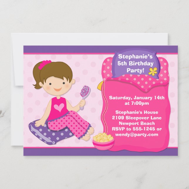 Invitation de fête d'anniversaire de Sleepover (Devant)