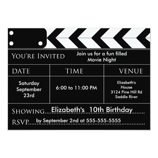 Invitation De Fete D Anniversaire De Soiree Cinema Zazzle Fr