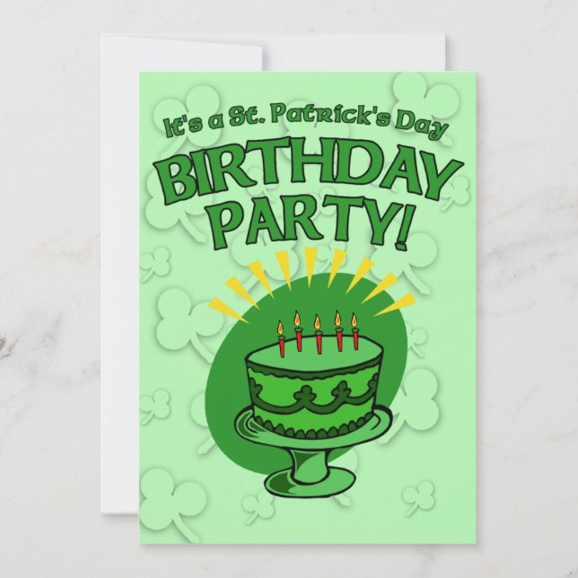 Invitation de fête d'anniversaire de St. Patrick (Devant)