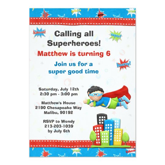 Invitation de fête d'anniversaire de super héros
