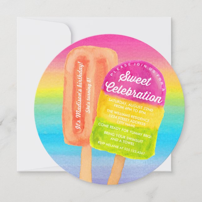 Invitation de fête d'anniversaire de Sweet Celebra (Devant)
