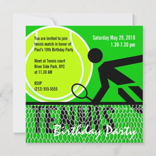 Invitation De Fete D Anniversaire De Tennis Zazzle Fr