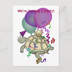 Invitation de fête d'anniversaire de tortue et