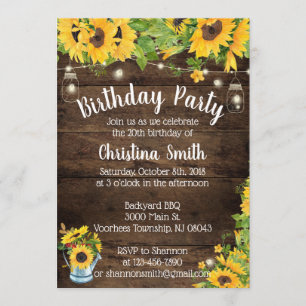 Invitation de fête d'anniversaire de tournesol -