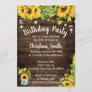 Invitation de fête d'anniversaire de tournesol -