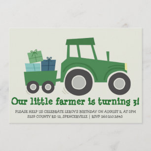 Invitation de fête d'anniversaire de tracteur