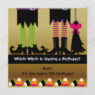 Invitation de fête d'anniversaire de Twins Witween