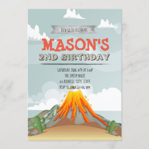 Invitation de fête d'anniversaire de volcan
