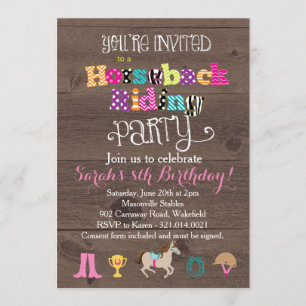 Invitation de fête d'anniversaire d'équitation