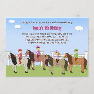 Invitation de fête d'anniversaire d'équitation