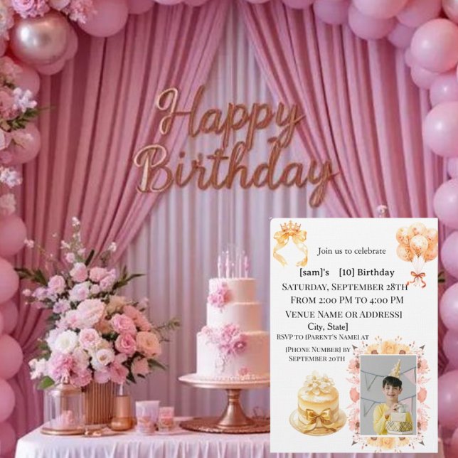 Invitation de fête d'anniversaire des 10 ans de ga (Créateur téléchargé)