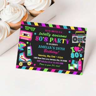 Invitation de fête d'anniversaire des années 80 En