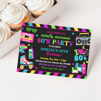 Invitation de fête d'anniversaire des années 80 En