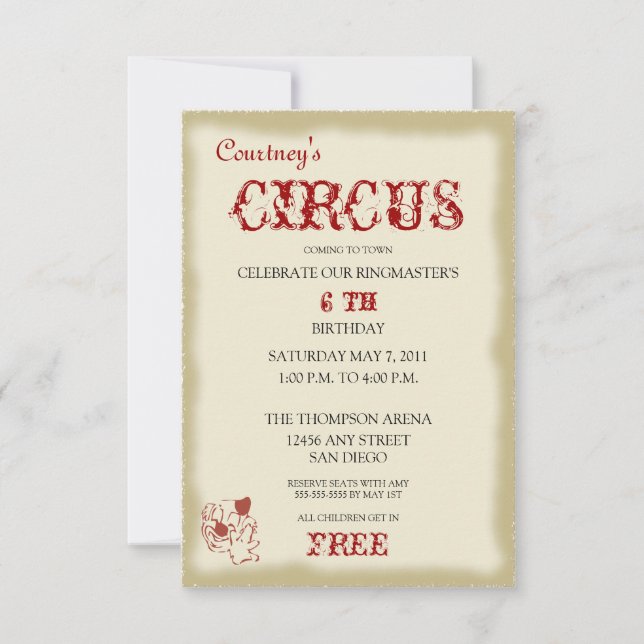 Invitation de fête d'anniversaire des enfants de (Devant)