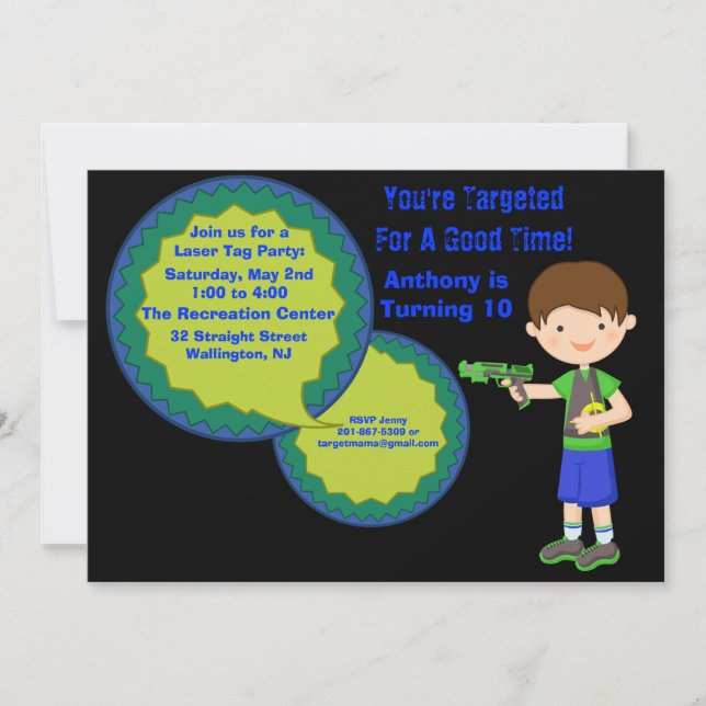 Invitation de fête d'anniversaire d'étiquette de (Devant)