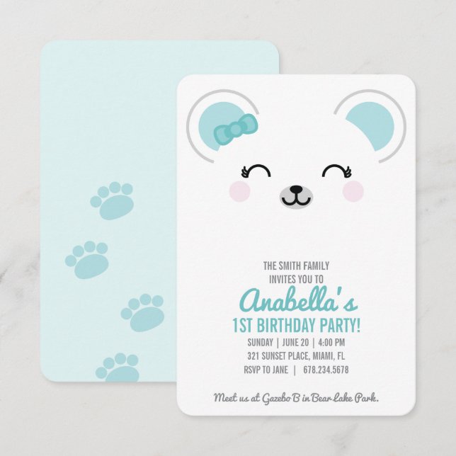 Invitation de fête d'anniversaire d'hiver de fille (Devant / Derrière)