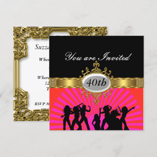 Invitation de fête d'anniversaire disco noire glam
