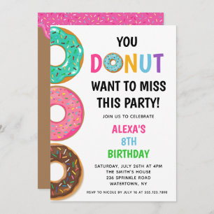 Invitation de fête d'anniversaire Donut