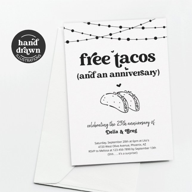 Invitation de fête d'anniversaire drôle de Taco gr (Créateur téléchargé)