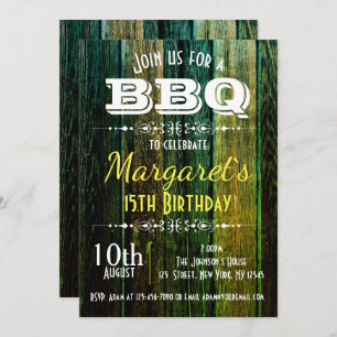 Invitation de fête d'anniversaire du BBQ Green Woo