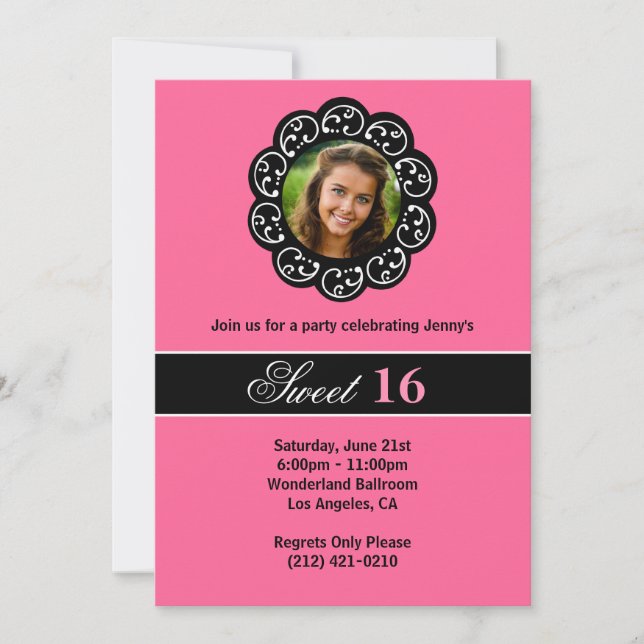 Invitation de fête d'anniversaire du bonbon 16 (Devant)