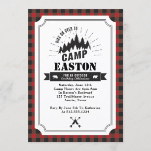 Invitation de fête d'anniversaire du camp