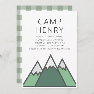 Invitation de fête d'anniversaire du camp