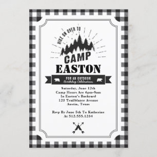 Invitation de fête d'anniversaire du camp